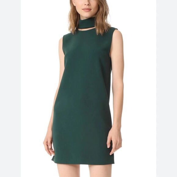 Theory Womens Slit Collar Green Sleeveless Sheath Dress-kk5 - Picture 2 of 7